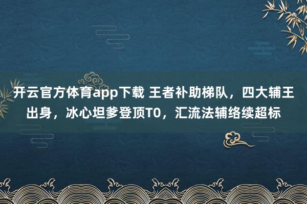 开云官方体育app下载 王者补助梯队，四大辅王出身，冰心坦爹登顶T0，汇流法辅络续超标