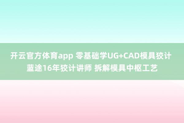 开云官方体育app 零基础学UG+CAD模具狡计 蓝途16年狡计讲师 拆解模具中枢工艺