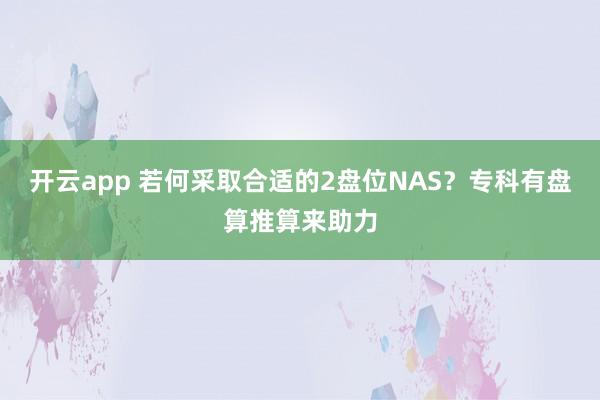 开云app 若何采取合适的2盘位NAS？专科有盘算推算来助力