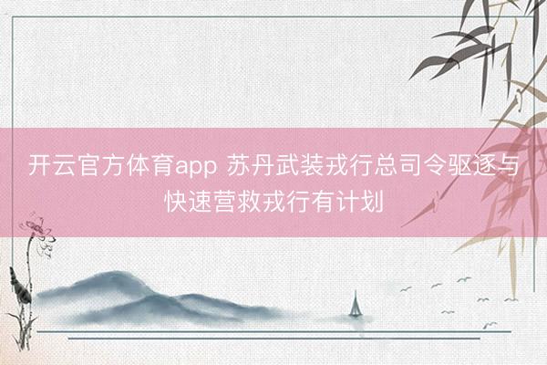 开云官方体育app 苏丹武装戎行总司令驱逐与快速营救戎行有计划