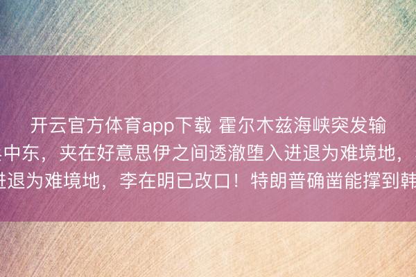 开云官方体育app下载 霍尔木兹海峡突发输送船爆炸！韩国要发兵中东，夹在好意思伊之间透澈堕入进退为难境地，李在明已改口！特朗普确凿能撑到韩军入阵吗？